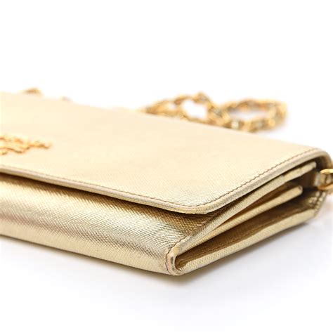 prada gold wallet on a chain|prada saffiano wallet on chain.